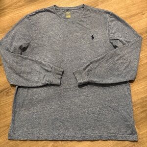 Polo by Ralph Lauren Men's Heather Blue Long Sleeve Tee